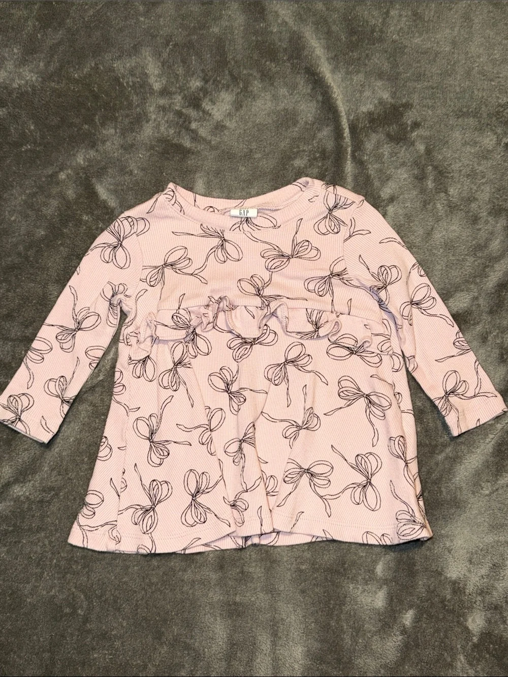 GAP Girls Pink Long-Sleeve Bow Print Top